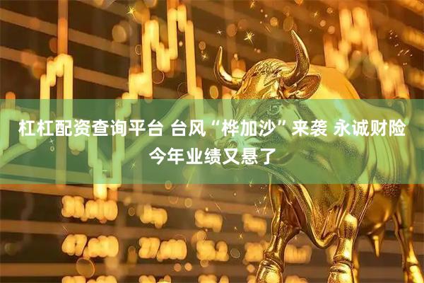 杠杠配资查询平台 台风“桦加沙”来袭 永诚财险今年业绩又悬了